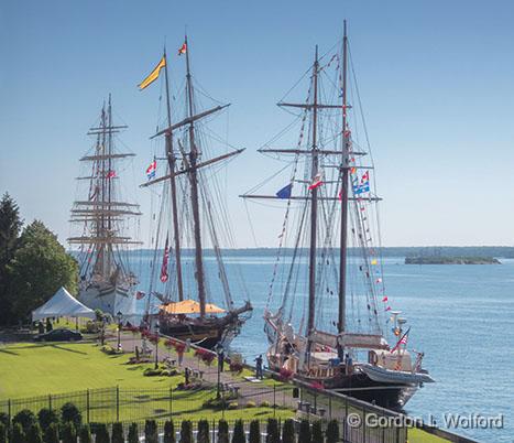 Bird's-eye View_DSCF04517.jpg - Sørlandet, Pride of Baltimore II, & Unicorn (L-R) photographed from a hot air balloon at the Tall Ships 1812 Tour in Brockville, Ontario, Canada.